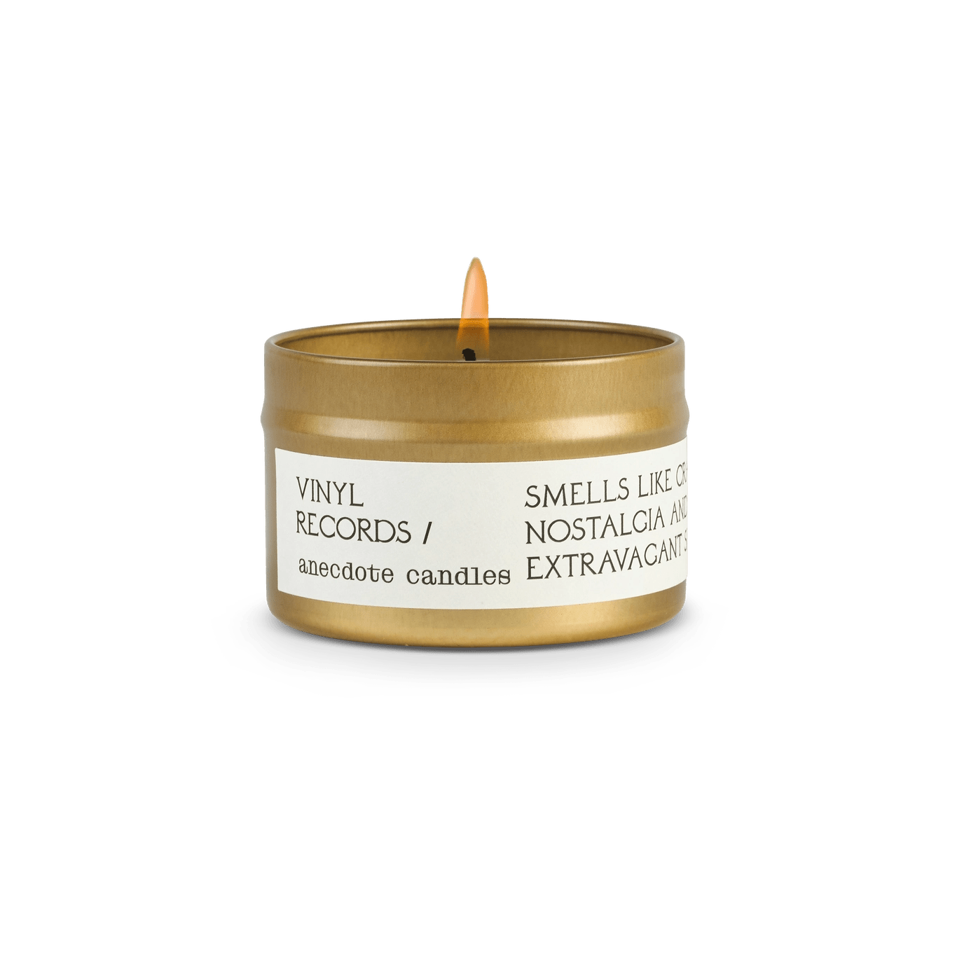 Candle with label that reads final records